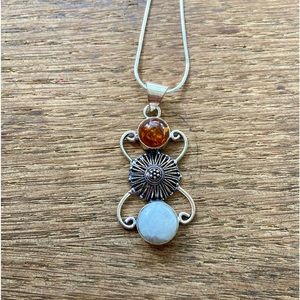 Baltic amber gemstone statement necklace NWOT